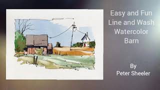 Simple and Fun Line and Wash Watercolor Fall Barn and Farmhouse Great for Beginners Peter Sheeler [upl. by Enneira]