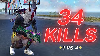 SOLO VS SQUAD  34 KILLS  I DONT KNOW HOW I DID SO MANY KILLS🔥 [upl. by Athey]