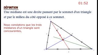 médiane dun triangle  Définition construction amp propriétés [upl. by Issie]