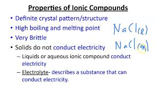 Lecture 55 Properties of Ionic Compounds [upl. by Vivl578]