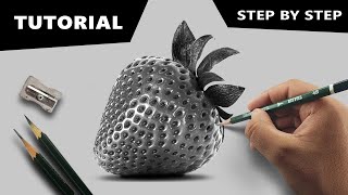 Draw Hyperrealistic Strawberry  Stepbystep Tutorial [upl. by Nyrrad702]