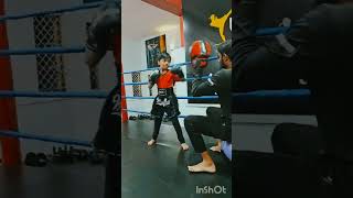 8 years old girl doing pad work universalmartialarts fightingsport viralshorts [upl. by Arodoet]