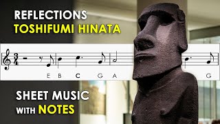 Reflections  Toshifumi Hinata  Sheet Music with Easy Notes for Recorder Violin Beginners Tutorial [upl. by Ridglea]