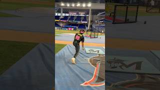 Should have worn cleats😑 longtoss miami marlins mlb throwing shorts fyp [upl. by Woodson516]