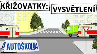 AUTOŠKOLA KŘIŽOVATKY🚦 – Vysvětlení amp Pravidla amp Teorie  JAK NA KŘIŽOVATKY • Video📺 1 část [upl. by Bumgardner607]