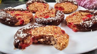 Tasty Diet Cookies With Oats And Strawberries No Sugar No Flour No Butter [upl. by Neerroc]