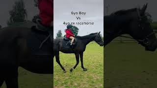 A 6 year old rides an ex racehorse equestrianlife exracehorse horseriding [upl. by Amargo]