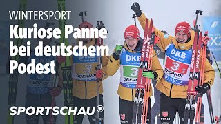 Biathlon Deutsche Staffel nur von Norwegen geschlagen  Sportschau [upl. by Oicnecserc510]