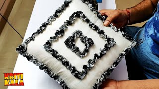 DIY Easy Cushion Covers amp Pillow Covers Cutting and Stitching  How to Make a Ruffle Cushion Covers [upl. by Kast]