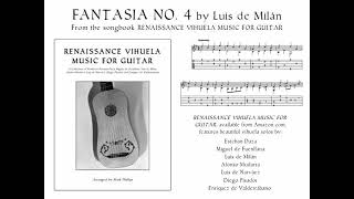 Fantasia No 4 by Luis de Milán vihuela solo arranged for guitar [upl. by Tenner]