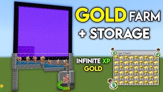 EASY Gold XP Farm with Storage System  Minecraft Bedrock 121 [upl. by Steffin]