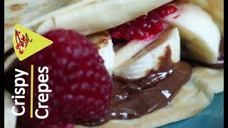 Crispy Crepe Recipe NutellaRaspberriesBanana [upl. by Eirruc]