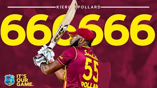 Kieron Pollard HITS Six Sixes in an Over  West Indies vs Sri Lanka  1st CG Insurance T20I [upl. by Eirroc]