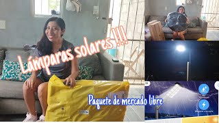 Lámparas solares Paquete de mercado libre si llegan a nuestra casa [upl. by Leahpar]