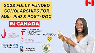 2023 FULLY FUNDED SCHOLARSHIPS IN CANADA FOR INTERNATIONAL STUDENTS  Masters PhD Postdoctoral [upl. by Hadleigh]