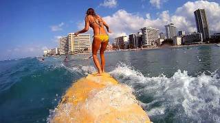 GoPro and Daize Girl surf Waikiki Hawaii [upl. by Eleen300]