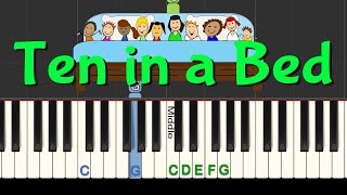 Ten in a Bed easy piano tutorial  sing along [upl. by Raman]