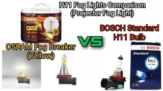 Osram Fog Breaker 3000K vs Standard Bosch 3000K H11 Bulb [upl. by Ihtraa]