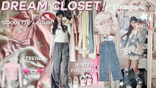 CLOSET TOUR 🖇️ winter favorites trendy and affordable coquette  acubi [upl. by Elyak612]