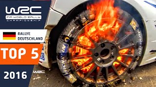 WRC Rallye Deutschland 2016  Top 5 Highlights with CRASHES BIG DRIFT and FIRE [upl. by Parthen628]