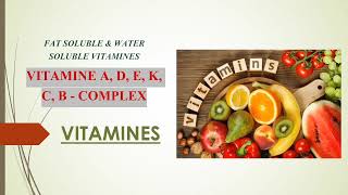 Vitamines  Water amp Fat soluble  ADEKBcomplexC  Other name Sources  Deficiency RDA [upl. by Arch]