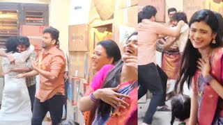 Bhagyalakshmi serial episode fight scene shootல் சேட்டை செய்த அமிர்தா [upl. by Amaerd186]