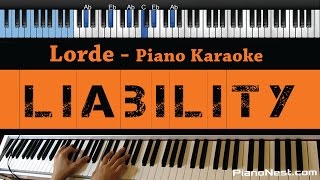 Lorde  Liability  LOWER Key Piano Karaoke  Sing Along [upl. by Nayrda]