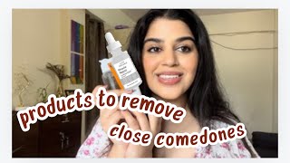 Products to remove close comedones quickly  Tips to remove comedones skincare glowingskin in [upl. by Blancha]