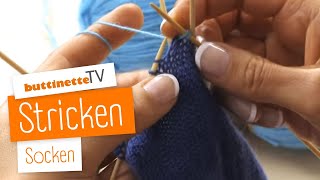 Socken stricken  Tutorial  buttinette TV STRICKEN [upl. by Ahcarb862]