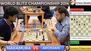 EXCITING PAWN ENDGAME NAKAMURA VS ARONIAN  WORLD BLITZ CHAMPIONSHIP 2014 [upl. by Hazem833]