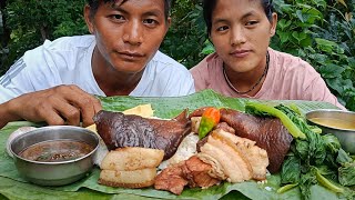 Eating tender pork  after long time with wife  naga couple mukbang  moakhah vlogs [upl. by Anilasor]