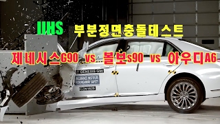 자동차 충돌테스트  IIHS 정면부분충돌테스트제네시스아우디볼보결과 보기 [upl. by Nels40]