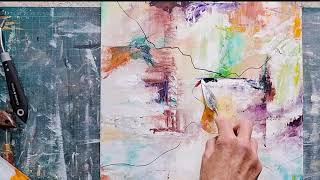 Beautiful Abstract Acrylics Tutorial  Fall Colours Palette Knives and Pens 🍂abstract acrylics [upl. by Adle688]