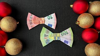 Geldscheine falten für Geldgeschenke 🎀 Schleife 🎀 einfach Geld falten zum Geburtstag amp Weihnachten [upl. by Attena]