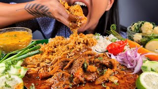 ULTIMATE TASTY MUSHROOM CURRY RECIPE  MUKBANG WITH BHOOTJOLOKIA DAL amp BOIL VEG  SPICY MUSHROOMS [upl. by Slorac]