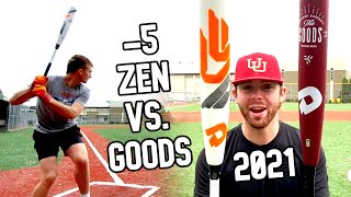 2021 THE GOODS vs CF ZEN USSSA 5 Showdown  Alloy vs Composite USSSA Baseball Bat Reviews [upl. by Bickart]