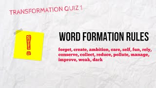 Word Formation Quiz 1 [upl. by Clellan]