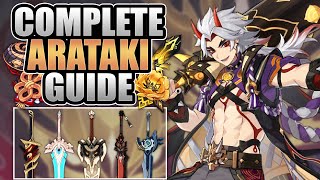 ARATAKI ITTO  COMPLETE GUIDE  4★5★ Weapons Combos Artifacts Teams  Genshin Impact [upl. by Yelraf]