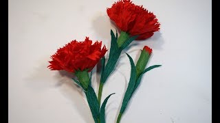 como hacer flores de papel  un clavel de papel super facil [upl. by Nebe]