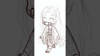 Nezuko Chibi fanart Speedpainting demonslayer kimetsunoyaiba nezuko [upl. by Gibun851]