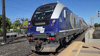 Amtrak CDTX 2108 SC44 leading Capital Corridor 527 at Santa Clara Station amtrak [upl. by Sina]