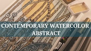 How to paint an Semi ABSTRACT WATERCOLOR Landscape using MIXED MEDIA [upl. by Dammahom]