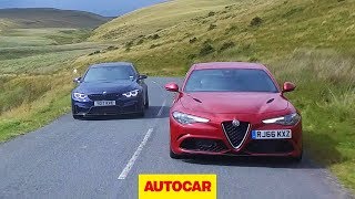 Alfa Romeo Giulia Quadrifoglio vs 2018 BMW M3 Competition Pack  Super saloon review  Autocar [upl. by Eylloh688]