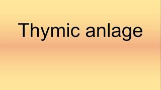 Thymic Anlage Pronunciation  How to Say  How to Pronounce [upl. by Kciderf]