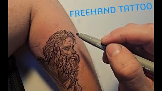 Drawing Temporary Greek Arm Tattoo Freehand [upl. by Sami]