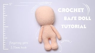 Amigurumi no sew crochet doll base  Basic doll tutorial [upl. by Tewell]