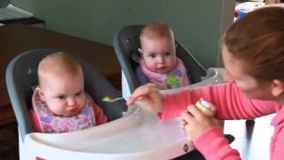 The twins first real food  sweet potato [upl. by Sprung]