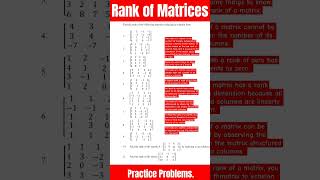 Important things to Rank of matrices and Some Practice problems FE engineering msmath [upl. by Homerus13]