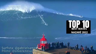 Top 10 BEST WAVES of NAZARE SWELL 2022 [upl. by Akimad100]