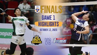 GAME 1 HIGHLIGHTS AFP Lady Gunnar vs Senate Lady Defenders  UVL Finals  October 12 2023 [upl. by Ahseyi]